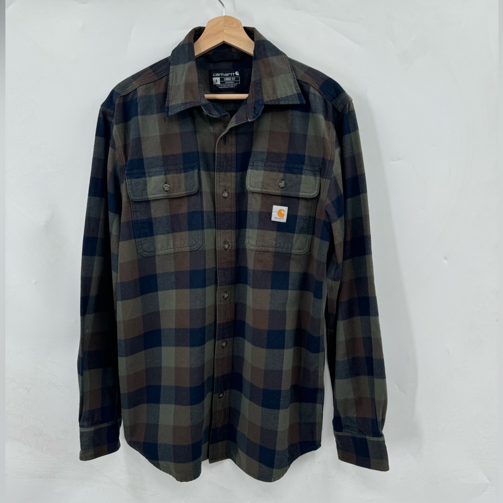 Carhartt Long Sleeve Flannel Plaid Shirt Loose Fit Heavyweight RARE Color Way